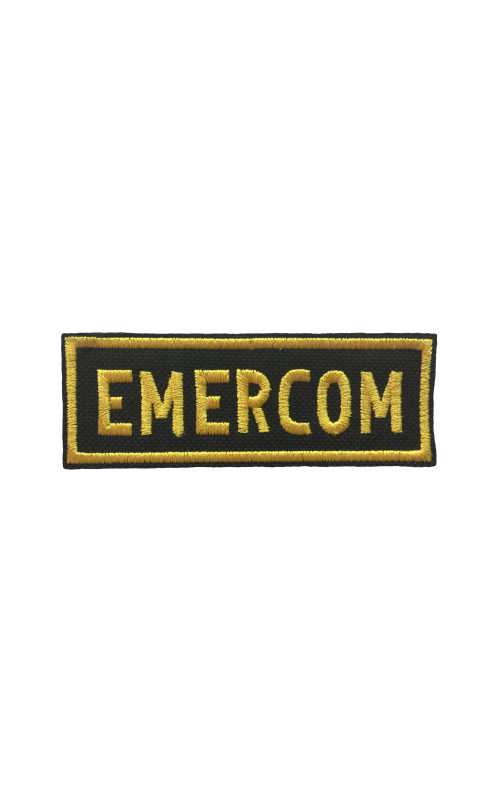 Шеврон нагрудный EMERCOM 9,3х3,1 см черный желтые буквы