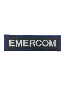 Шеврон EMERCOM 11,8х2,8 см кордура темно-синий белые буквы