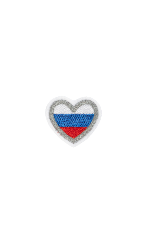 Шеврон СЕРДЦЕ ТРИКОЛОР 3,8 см СВЭ фильц белый