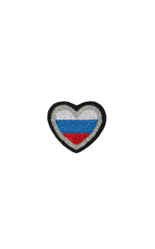 Шеврон СЕРДЦЕ ТРИКОЛОР 3,8 см СВЭ фильц черный
