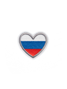 Шеврон СЕРДЦЕ ТРИКОЛОР 5,5 см фильц белый конт.лента