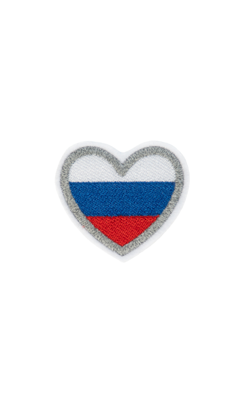 Шеврон СЕРДЦЕ ТРИКОЛОР 5,5 см СВЭ фильц белый