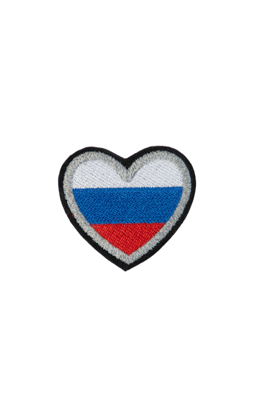 Шеврон СЕРДЦЕ ТРИКОЛОР 5,5 см СВЭ фильц черный