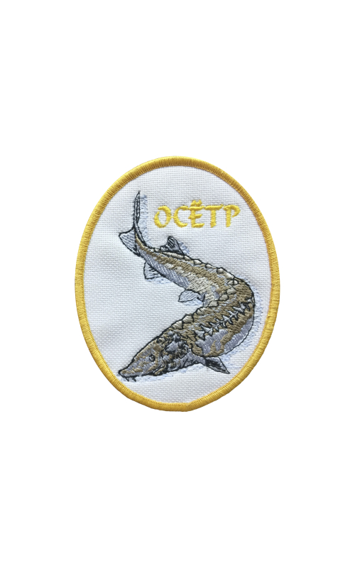 Шеврон ОСЕТР овальный белый на термопленке