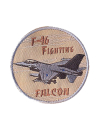 Шеврон F-16 ФАЛЬКОН круглый 9,2 см бежевый
