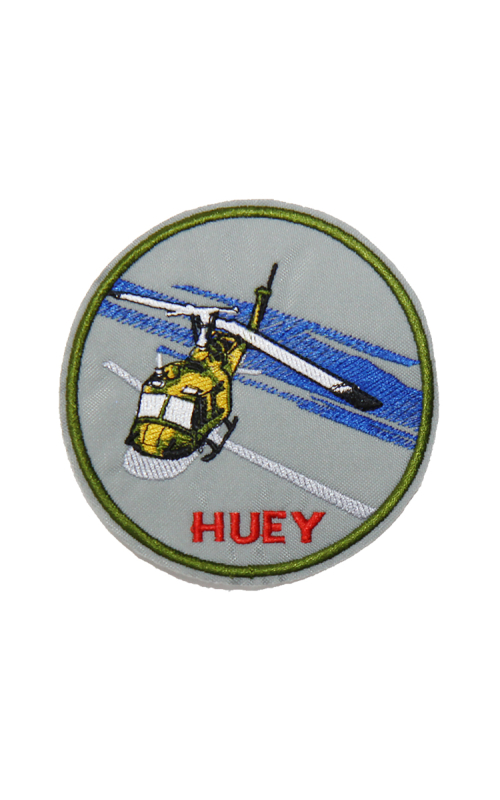 Шеврон вертолет HUEY (ХЬЮИ) круглый 9 см серый