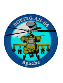 Шеврон AH-64 APACHE круглый 10 см синий