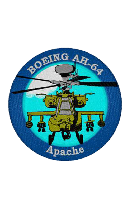 Шеврон AH-64 APACHE круглый 10 см синий