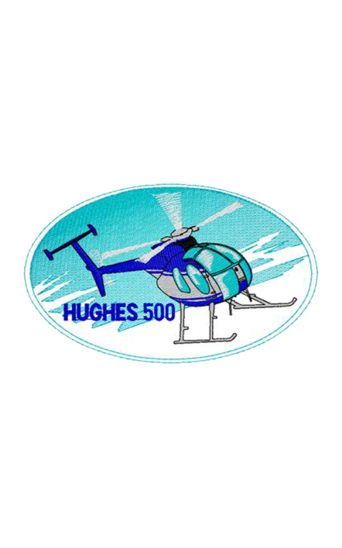 Шеврон HUGHES-500 овал 12,5х8 см голубой
