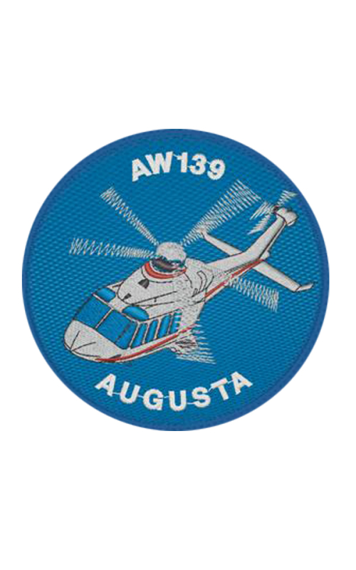 Шеврон AGUSTA AW139 круглый 10 см голубой